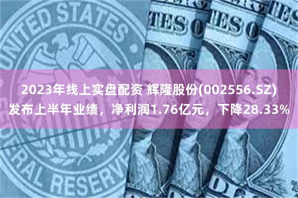 2023年线上实盘配资 辉隆股份(002556.SZ)发布上半年业绩，净利润1.76亿元，下降28.33%