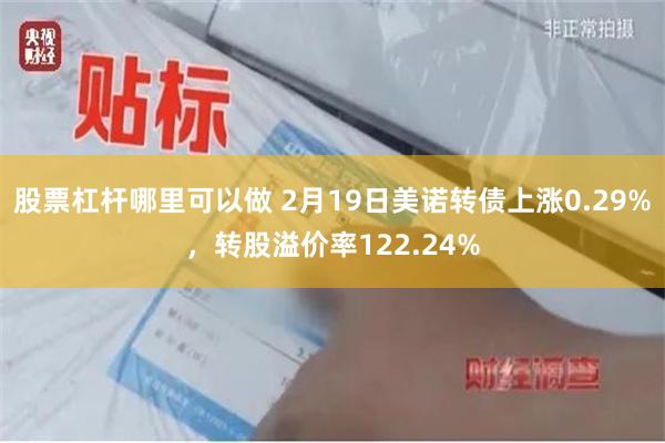 股票杠杆哪里可以做 2月19日美诺转债上涨0.29%，转股溢价率122.24%